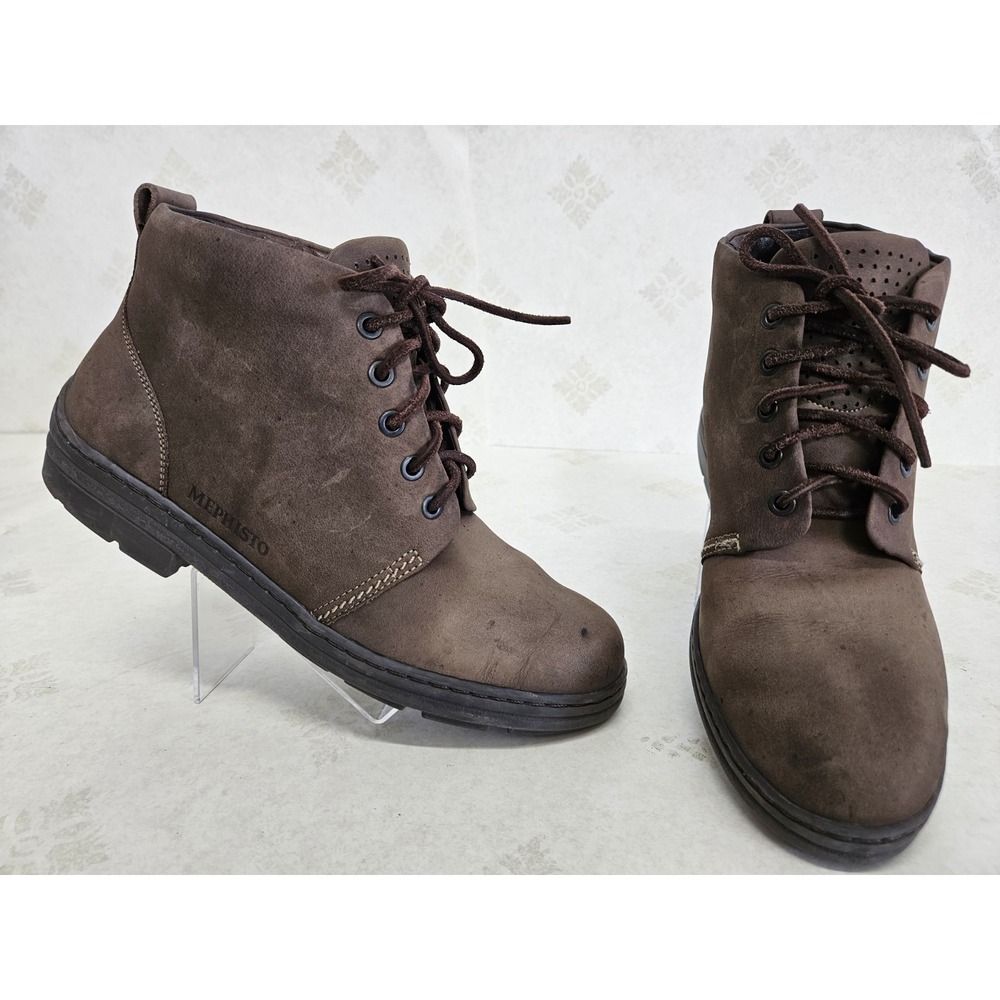 Mephisto Air Jet Ankle Boots Booties Brown Suede Lace Up Wedge women's size 10